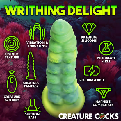 Squirmer Thrusting and Vibrating Silicone Dildo