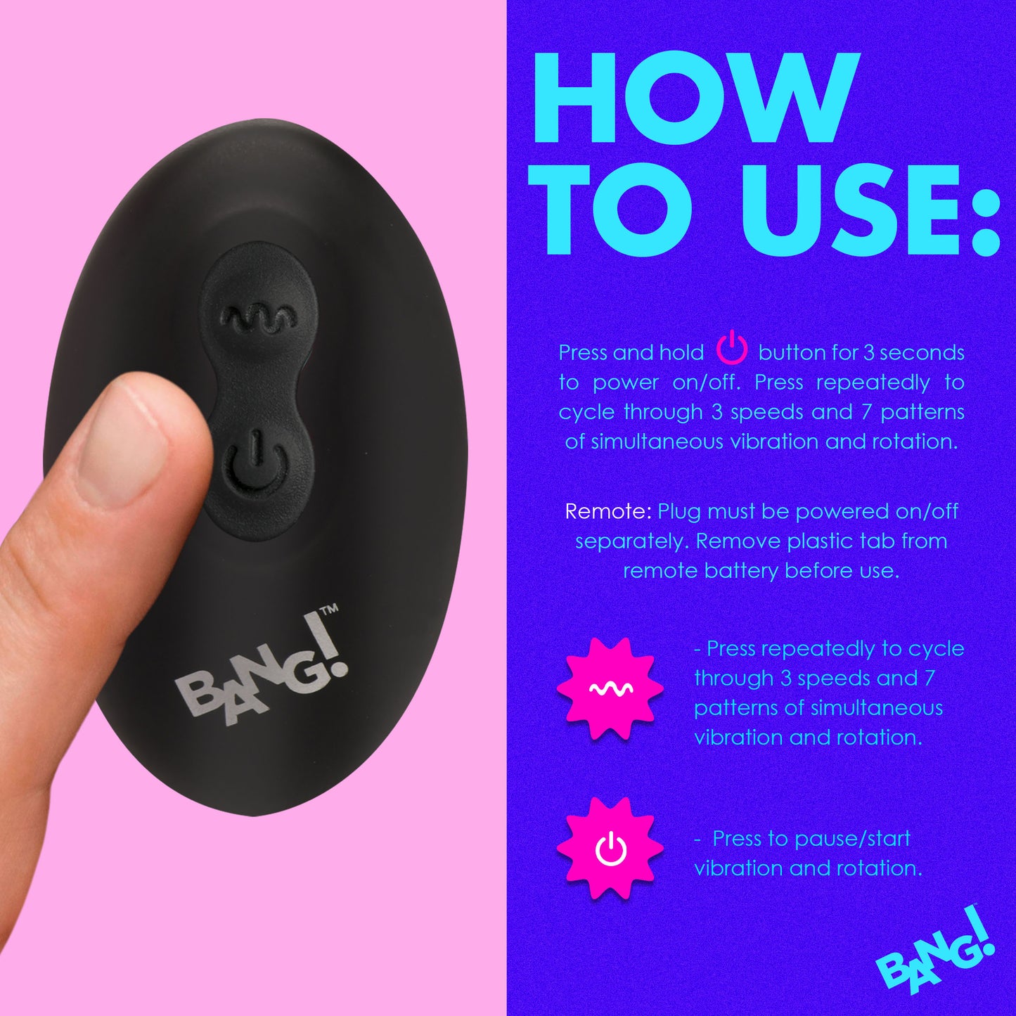 Rotating and Vibrating Silicone Butt Plug