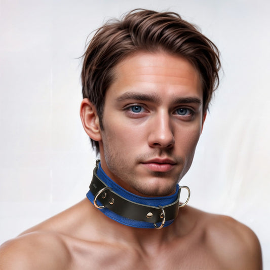 Strict Leather Deluxe Black and Blue Locking Collar