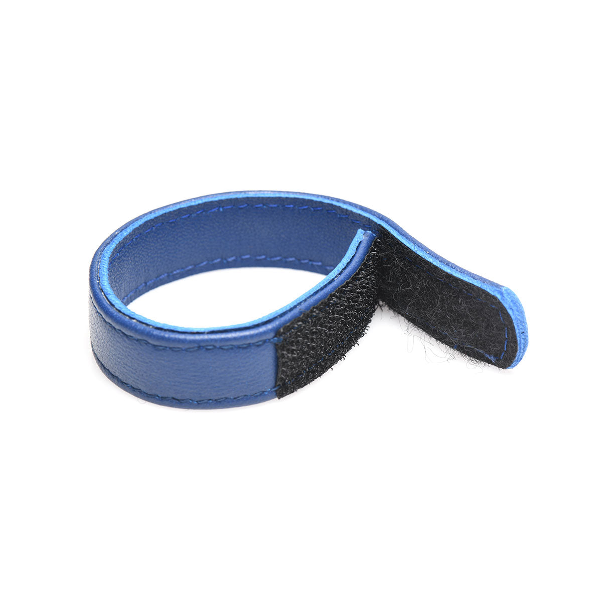 Blue Leather Cock Ring with Velcro