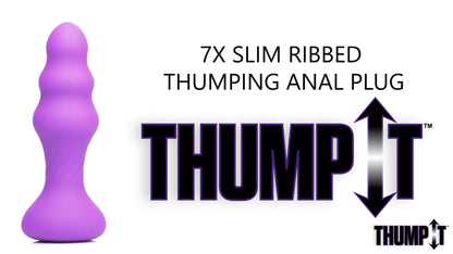 7X Slim Ribbed Thumping Silicone Anal Plug